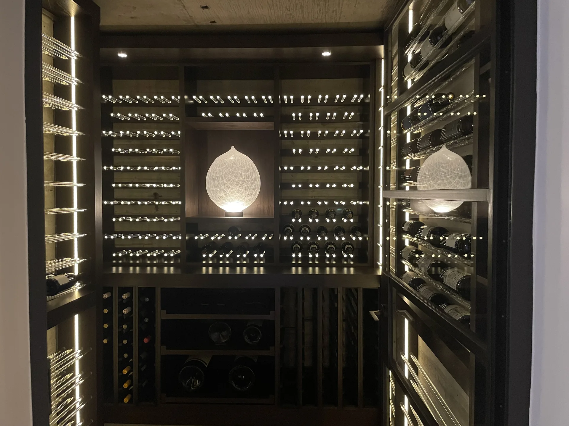 Custom wine cellar in a commercial restaurant setting