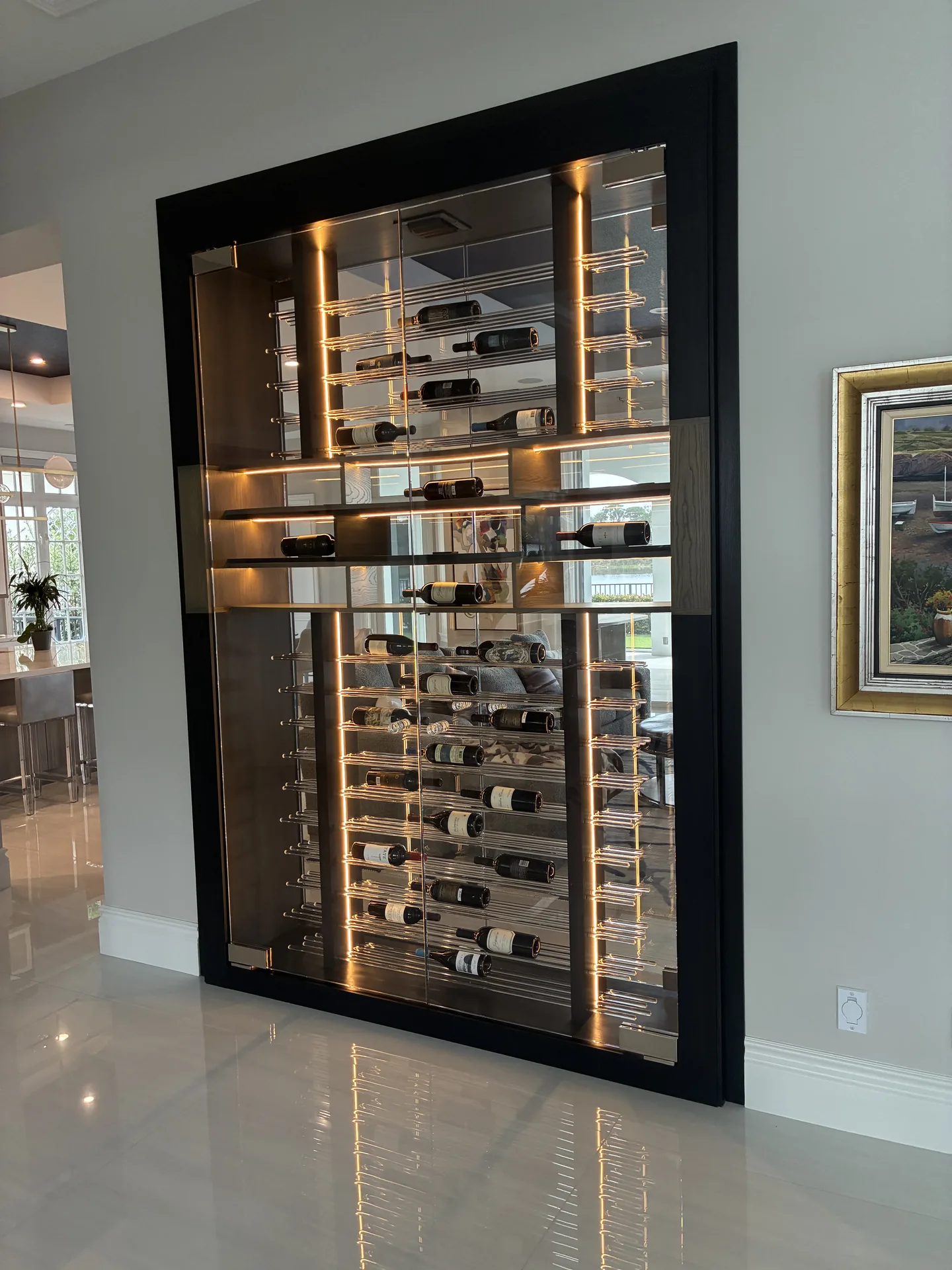 Finished custom wine cellar installation in a private residence